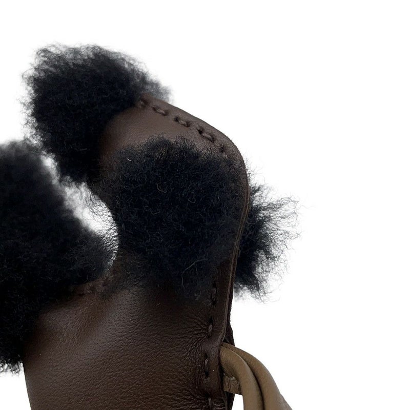 エルメス バッグチャーム バディ ショコラ/ブラック/エトゥープ ラムスキン/ムートン W刻印