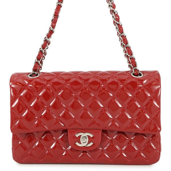 シャネル チェーンショルダーバッグ マトラッセ25 ココマーク ダブルチェーン エナメル パテント A01112 CHANEL