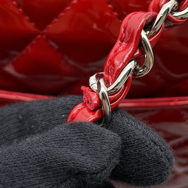 シャネル チェーンショルダーバッグ マトラッセ25 ココマーク ダブルチェーン エナメル パテント A01112 CHANEL