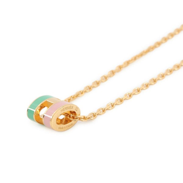 エルメス ネックレス ミニ・ポップアッシュ ロカバール マラバル ヴェール/ローズ/ゴールド金具 HERMES アクセサリー