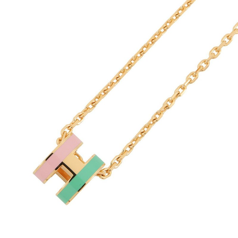 エルメス ネックレス ミニ・ポップアッシュ ロカバール マラバル ヴェール/ローズ/ゴールド金具 HERMES アクセサリー