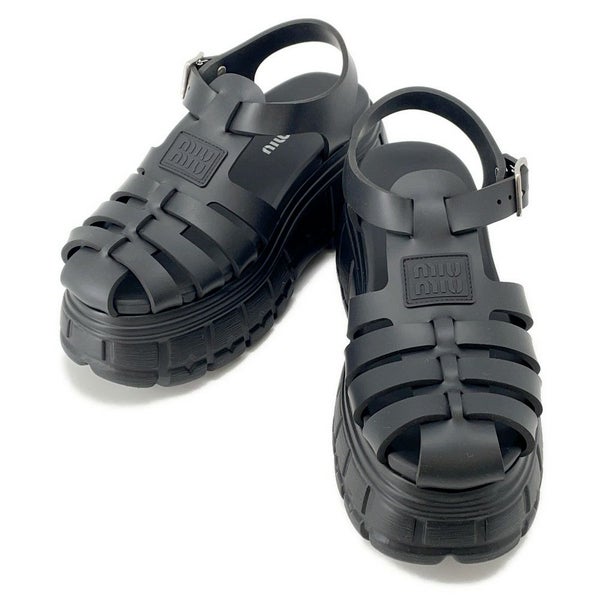 ミュウミュウ サンダル プラットフォーム ラバー レディースサイズ39 5XX605 MIUMIU 靴 黒