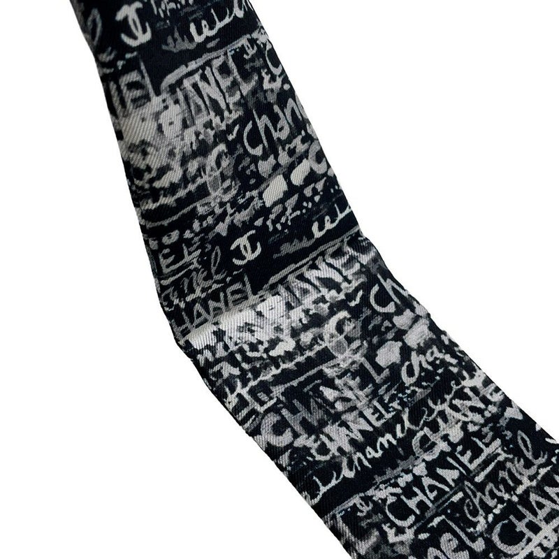 シャネル スカーフ ココマーク ロゴ シルク CHANEL 黒 白