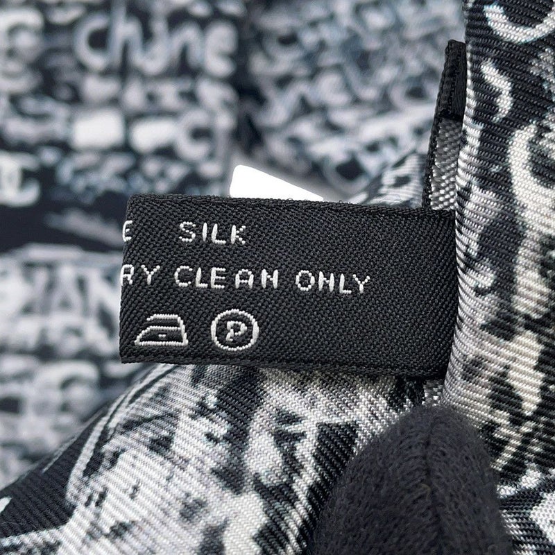 シャネル スカーフ ココマーク ロゴ シルク CHANEL 黒 白