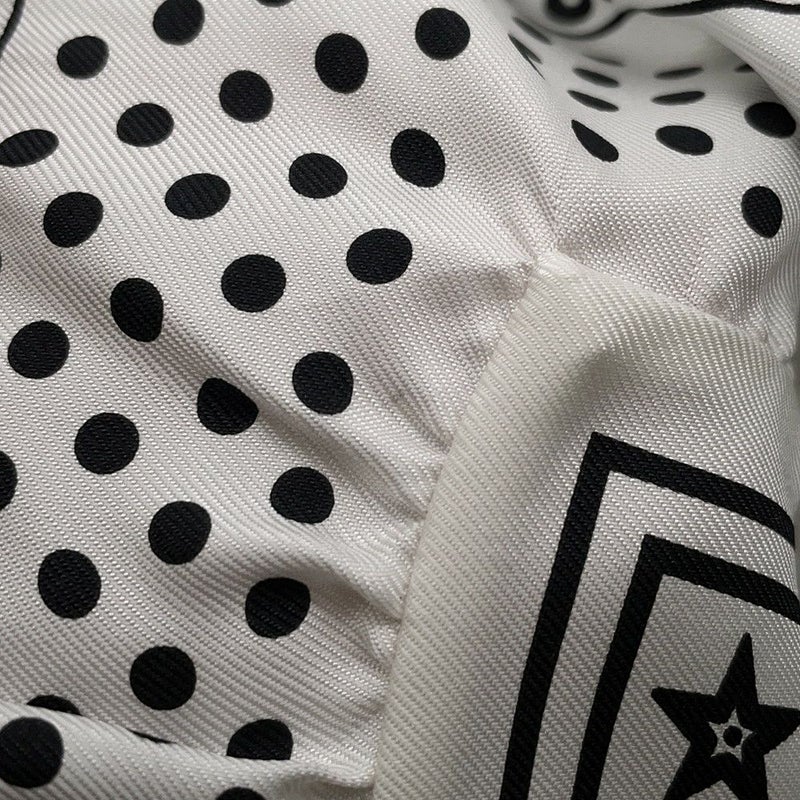 エルメス スカーフ カレ70 バンダナ フリル ブリッド・ドゥ・ガラ・ドット シルク HERMES 2024春夏 白 黒