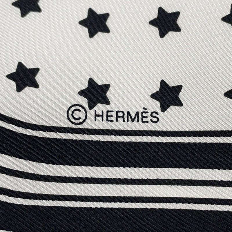 エルメス スカーフ カレ70 バンダナ フリル ブリッド・ドゥ・ガラ・ドット シルク HERMES 2024春夏 白 黒