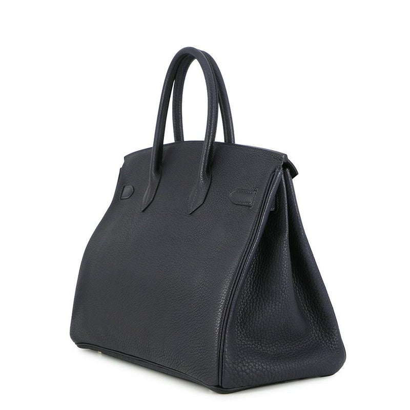 エルメス バーキン35 ブルーインディゴ/シルバー金具 トゴ □H刻印 HERMES Birkin ハンドバッグ 黒