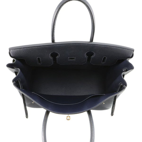 エルメス バーキン35 ブルーインディゴ/シルバー金具 トゴ □H刻印 HERMES Birkin ハンドバッグ 黒