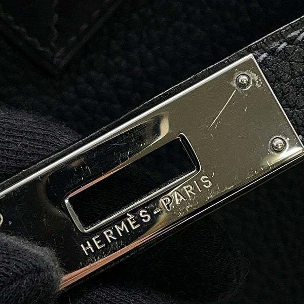 エルメス バーキン35 ブルーインディゴ/シルバー金具 トゴ □H刻印 HERMES Birkin ハンドバッグ 黒