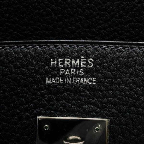 エルメス バーキン35 ブルーインディゴ/シルバー金具 トゴ □H刻印 HERMES Birkin ハンドバッグ 黒