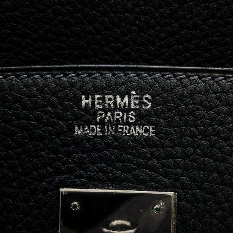 エルメス バーキン35 ブルーインディゴ/シルバー金具 トゴ □H刻印 HERMES Birkin ハンドバッグ 黒
