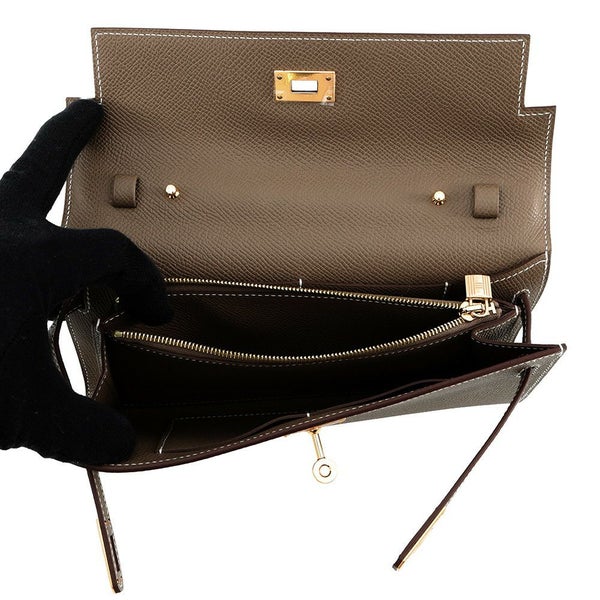 エルメス ケリーウォレット ロング トゥーゴー エトゥープ/ゴールド金具 エプソン K刻印 財布