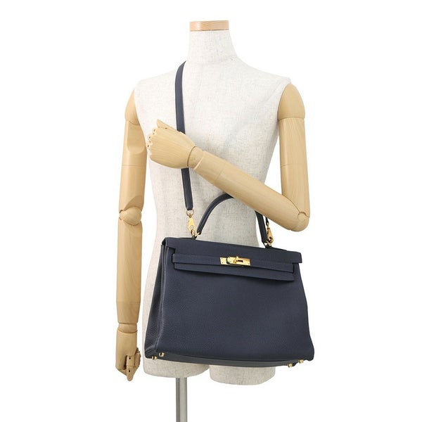 エルメス ハンドバッグ ケリー32 内縫い ブルーニュイ/ゴールド金具 トゴ D刻印 2wayショルダー