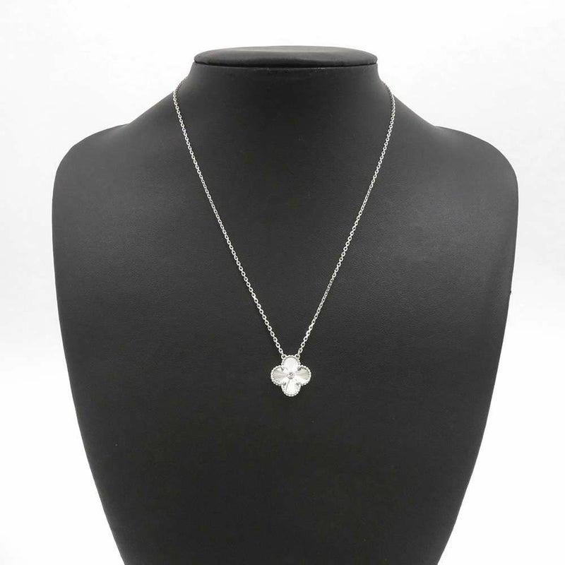 ヴァンクリーフ&アーペル ネックレス ヴィンテージ アルハンブラ ギヨシェ ダイヤ 1P K18WG VCARP6L800 2020年ホリデー限定