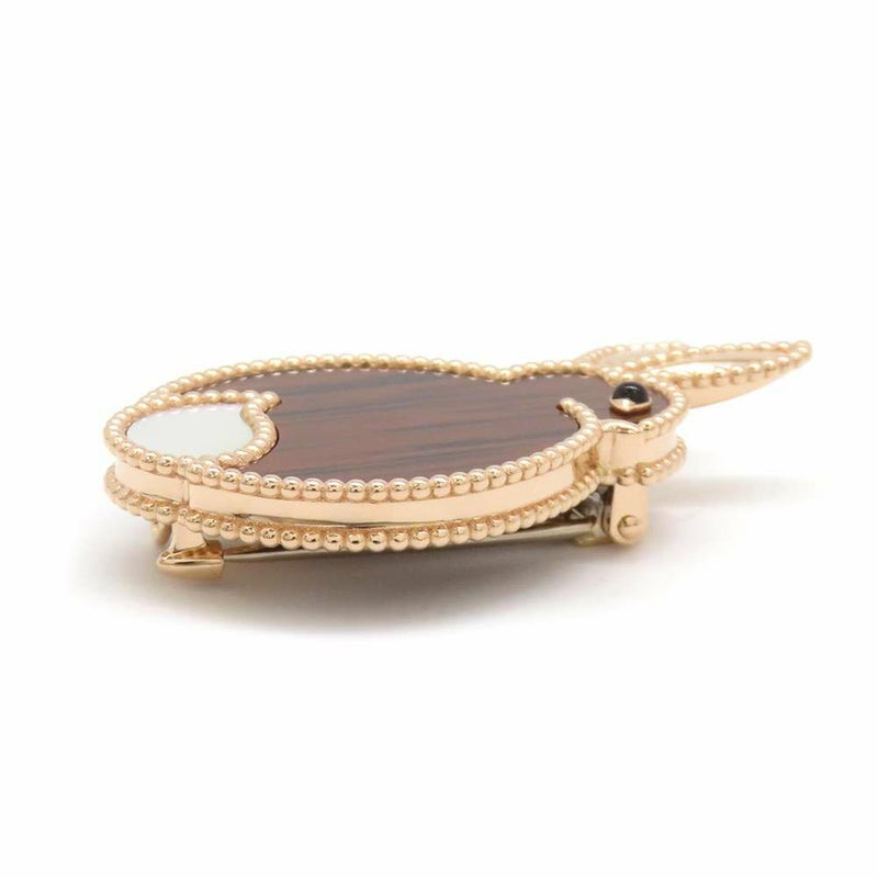 ヴァンクリーフ&アーペル ブローチ ラッキー アニマルズ ラビット クリップ オニキス オブシディアン マザーオブパール K18PG ウサギ