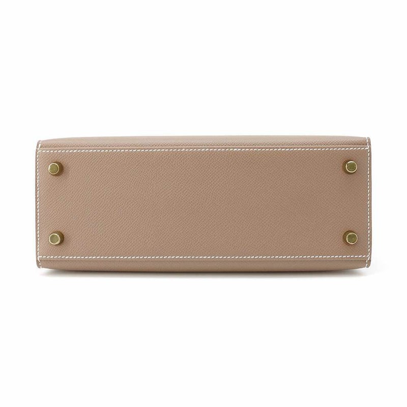 エルメス ハンドバッグ ケリー25 外縫い エトゥープ/ゴールド金具 エプソン W刻印 2wayショルダー