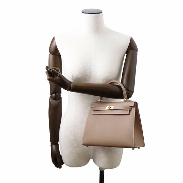 エルメス ハンドバッグ ケリー25 外縫い エトゥープ/ゴールド金具 エプソン W刻印 2wayショルダー