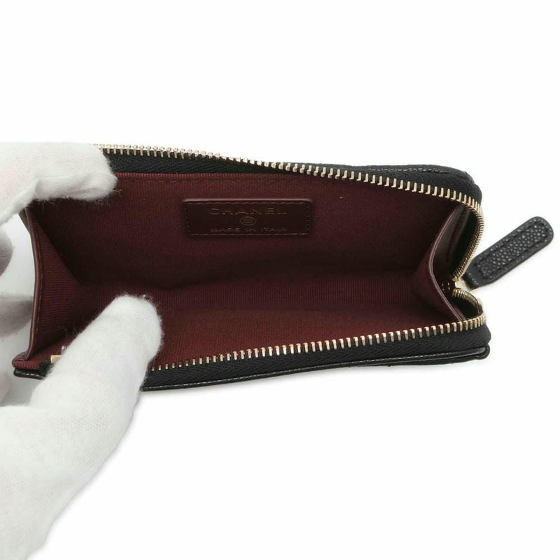 シャネル コインケース マトラッセ ココマーク ソフトキャビアスキン AP3179 フラグメント カードケース 黒