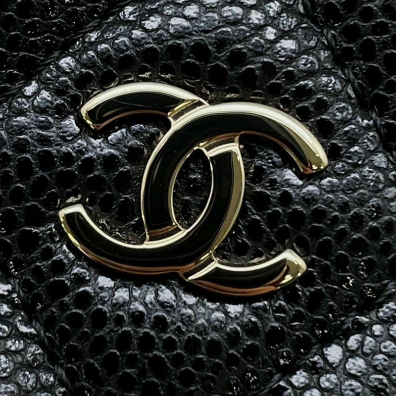 シャネル コインケース マトラッセ ココマーク ソフトキャビアスキン AP3179 フラグメント カードケース 黒