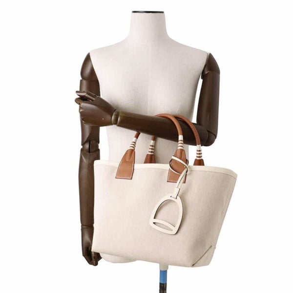 エルメス トートバッグ スティープル 25 ゴールド/エクリュ/シルバー金具 トワルアッシュ / スイフト