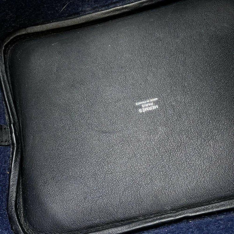 エルメス ハンドバッグ ピコタンロックMM ブルーニュイ/ブラック/シルバー金具 フェルト/スイフト Y刻印