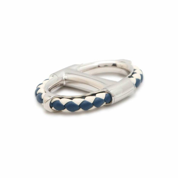 エルメス スカーフリング 90 シェーヌ・ダンクル・トレッセ ブルー/シルバー金具 HERMES アクセサリー