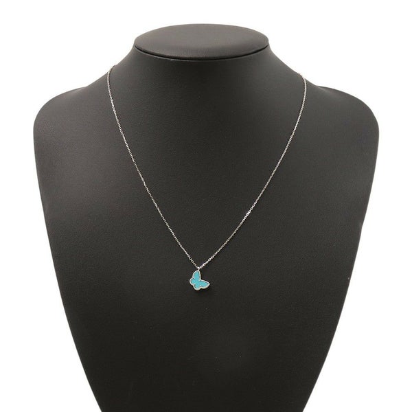 ヴァンクリーフ&アーペル ネックレス スウィート パピヨン ペンダント ターコイズ K18WGホワイトゴールド VCARF80500