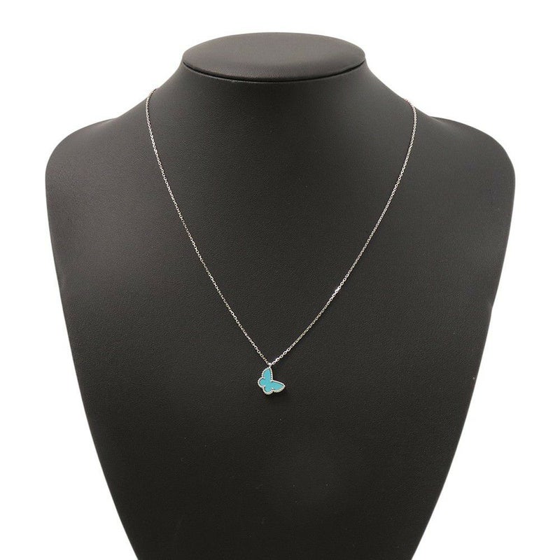 ヴァンクリーフ&アーペル ネックレス スウィート パピヨン ペンダント ターコイズ K18WGホワイトゴールド VCARF80500