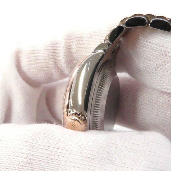 ロレックス レディ デイトジャスト SS/K18PG エバーローズゴールド 279171G チョコレート文字盤 10Pダイヤ