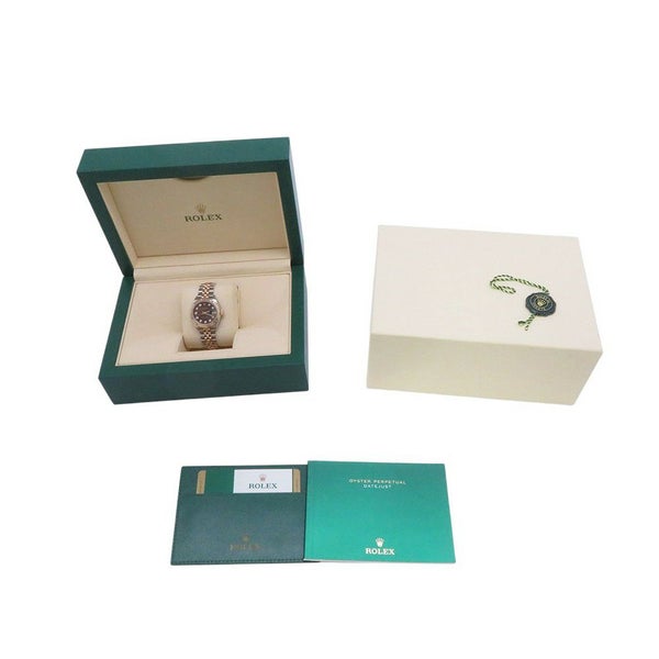 ロレックス レディ デイトジャスト SS/K18PG エバーローズゴールド 279171G チョコレート文字盤 10Pダイヤ