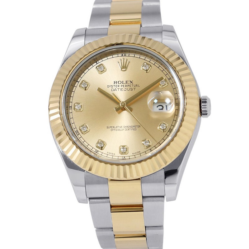 ロレックス デイトジャスト II SS/K18YG 116333G ROLEX 腕時計 シャンパン文字盤 10Pダイヤ