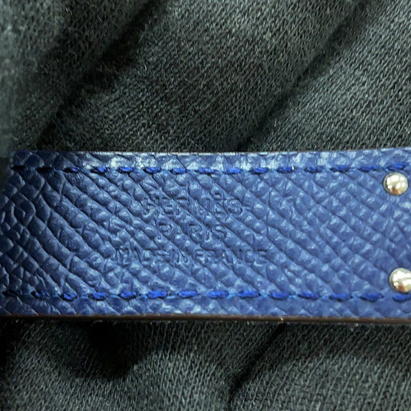 エルメス ケリーベルト18 ジーン ブルーインディゴ/ホワイト/ブルーネイビー/シルバー金具 デニム/エプソン W刻印 HERMES