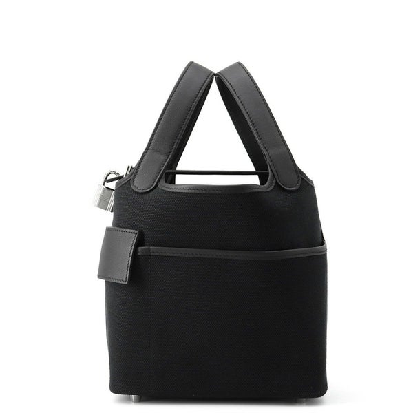 エルメス ハンドバッグ ピコタンロックPM カーゴ ブラック/シルバー金具 トワルゴエラン/スイフト U刻印 黒