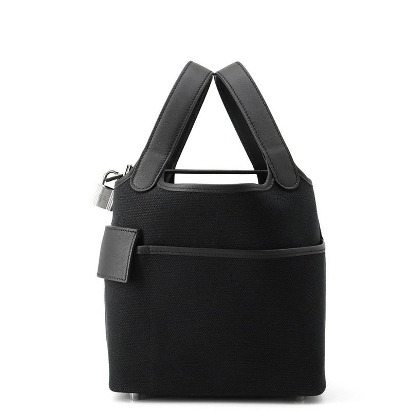 エルメス ハンドバッグ ピコタンロックPM カーゴ ブラック/シルバー金具 トワルゴエラン/スイフト U刻印 黒
