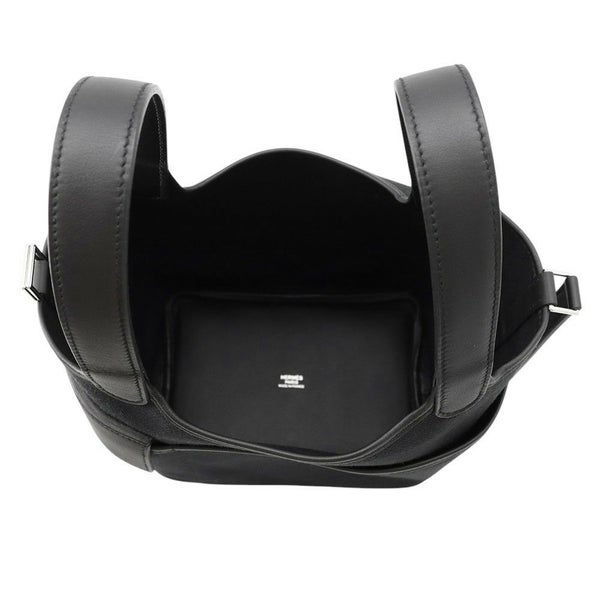 エルメス ハンドバッグ ピコタンロックPM カーゴ ブラック/シルバー金具 トワルゴエラン/スイフト U刻印 黒
