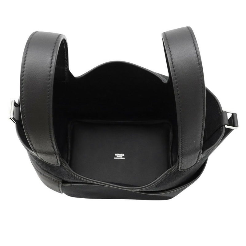 エルメス ハンドバッグ ピコタンロックPM カーゴ ブラック/シルバー金具 トワルゴエラン/スイフト U刻印 黒