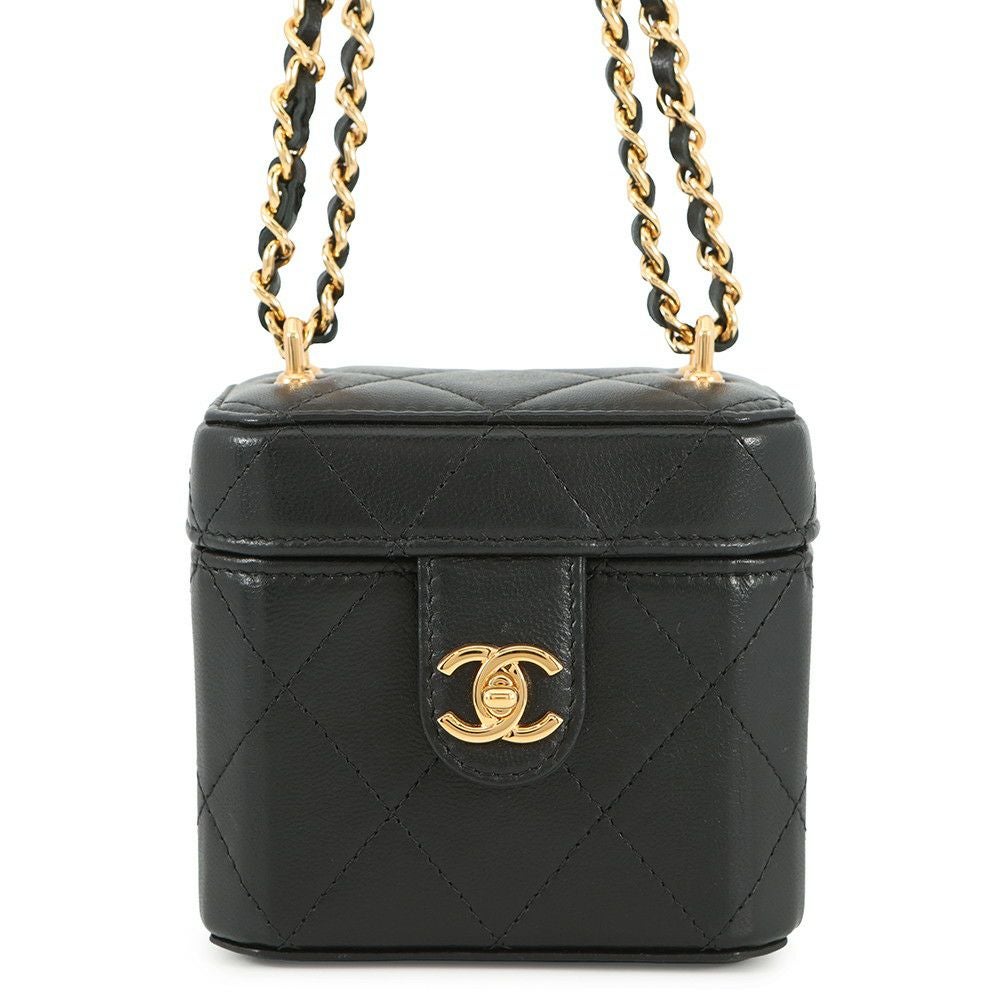 CHANEL シャネル ココマーク マトラッセ バニティ ラムスキン フォンケース チェーンショルダーバッグ ブラック ランダムシリアル AP2084 CHANEL（シャネル） 【新品同様】シャネル マトラッセ ココボール ミニ