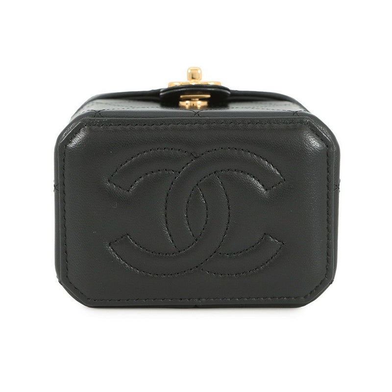 シャネル チェーンショルダーバッグ マトラッセ ココマーク バニティバッグ ラムスキン AP3459 CHANEL 黒 2way