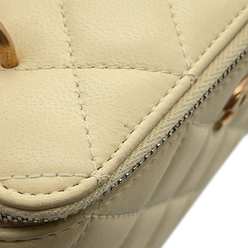 シャネル チェーンショルダーバッグ バニティ ココマーク カメリア マトラッセ ラムスキン AP3301 CHANEL