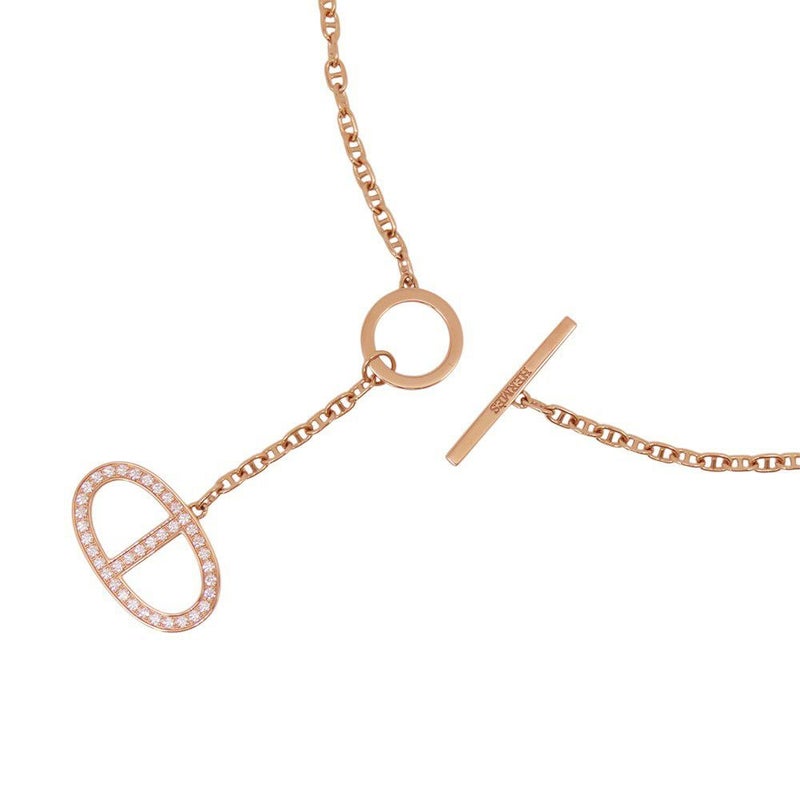 エルメス ネックレス シェーヌ・ダンクル・コントゥールGM ダイヤモンド 38P 計0.3ct K18PGピンクゴールド サイズST ペンダント