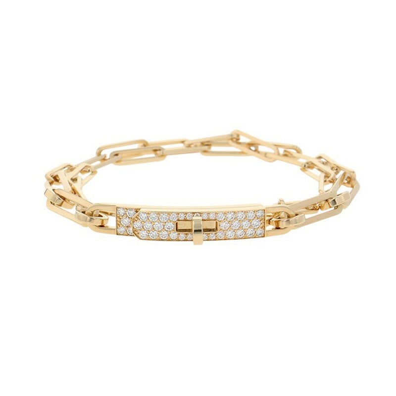 エルメス ブレスレット ケリー チェーン ダブル ブレスレット チョーカー ダイヤモンド 41P 計0.62ct K18YG HERMES