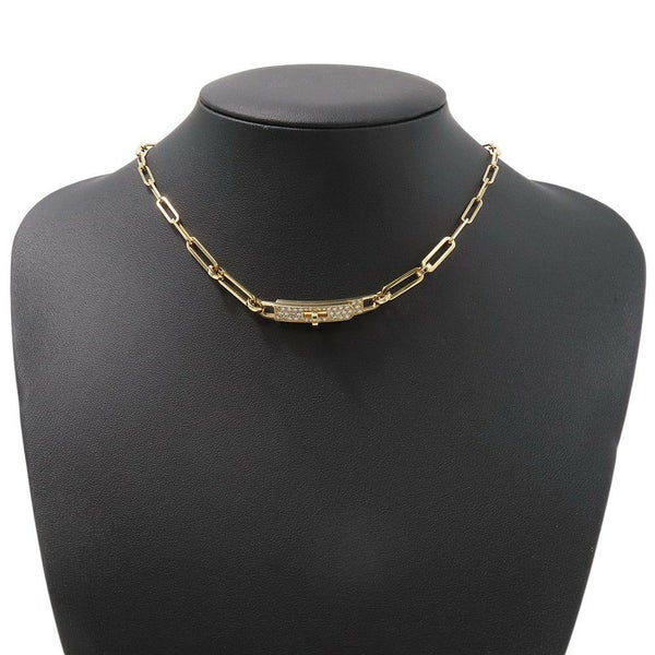 エルメス ブレスレット ケリー チェーン ダブル ブレスレット チョーカー ダイヤモンド 41P 計0.62ct K18YG HERMES