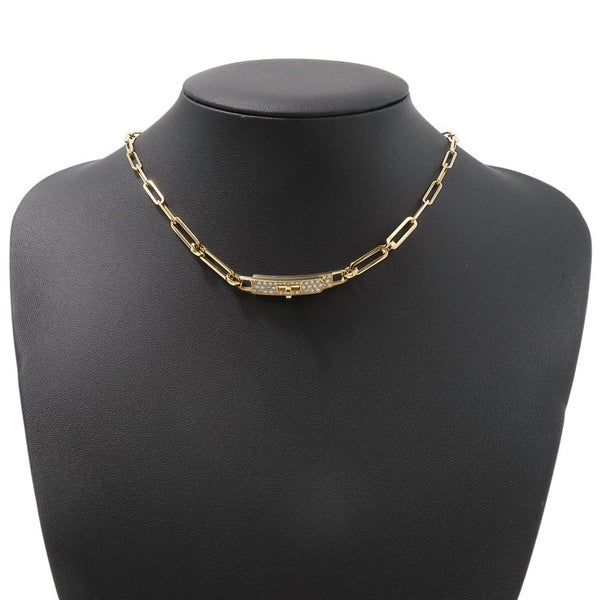エルメス ブレスレット ケリー チェーン ダブル ブレスレット チョーカー ダイヤモンド 41P 計0.62ct K18YG HERMES