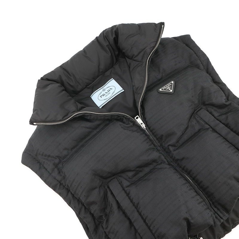 プラダ ダウンジャケット Re-Nylon クロップド レディースサイズ38 29Y056 PRADA 2way 黒
