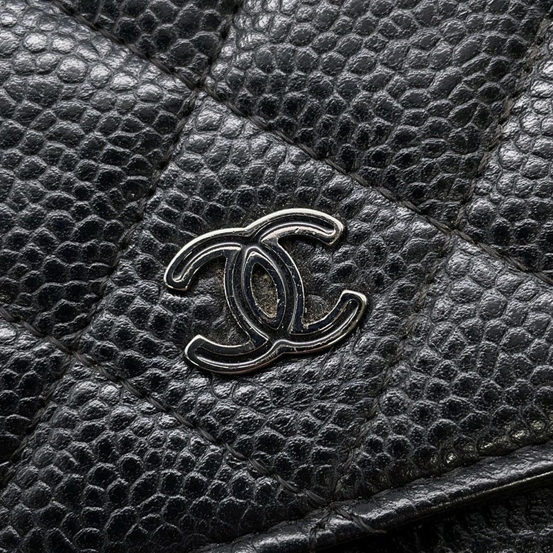 シャネル チェーンウォレット マトラッセ ココマーク キャビアスキン AP0250 CHANEL 財布 黒