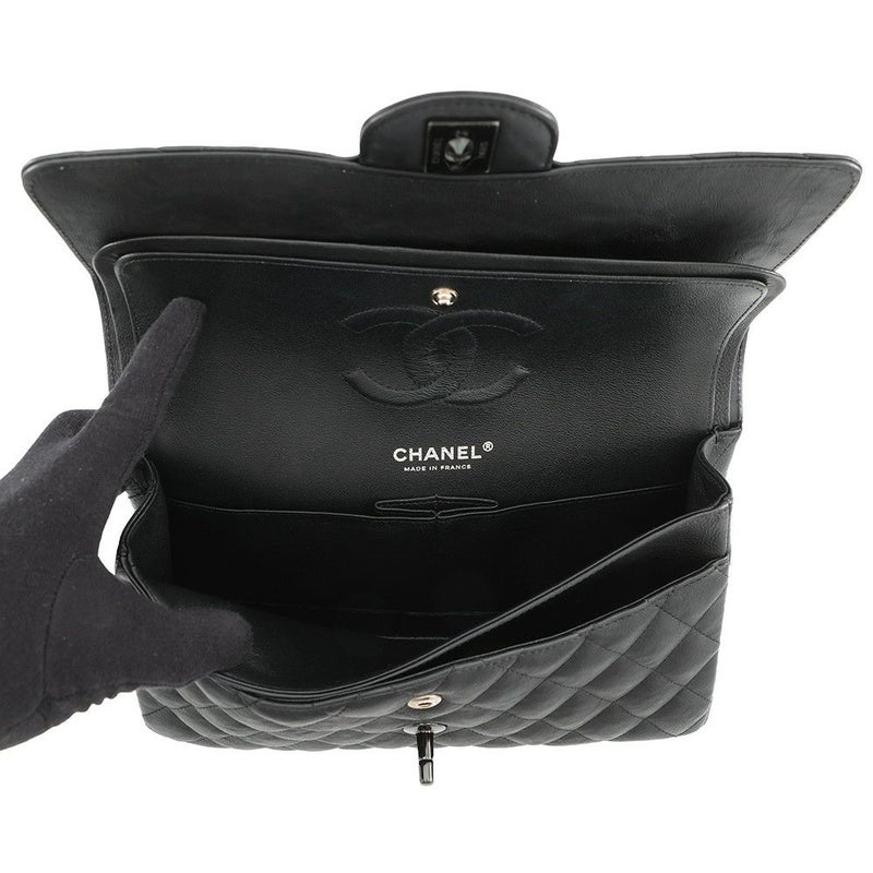 シャネル チェーンショルダーバッグ マトラッセ25 ココマーク ダブルチェーン カーフスキン A01112 CHANEL 黒