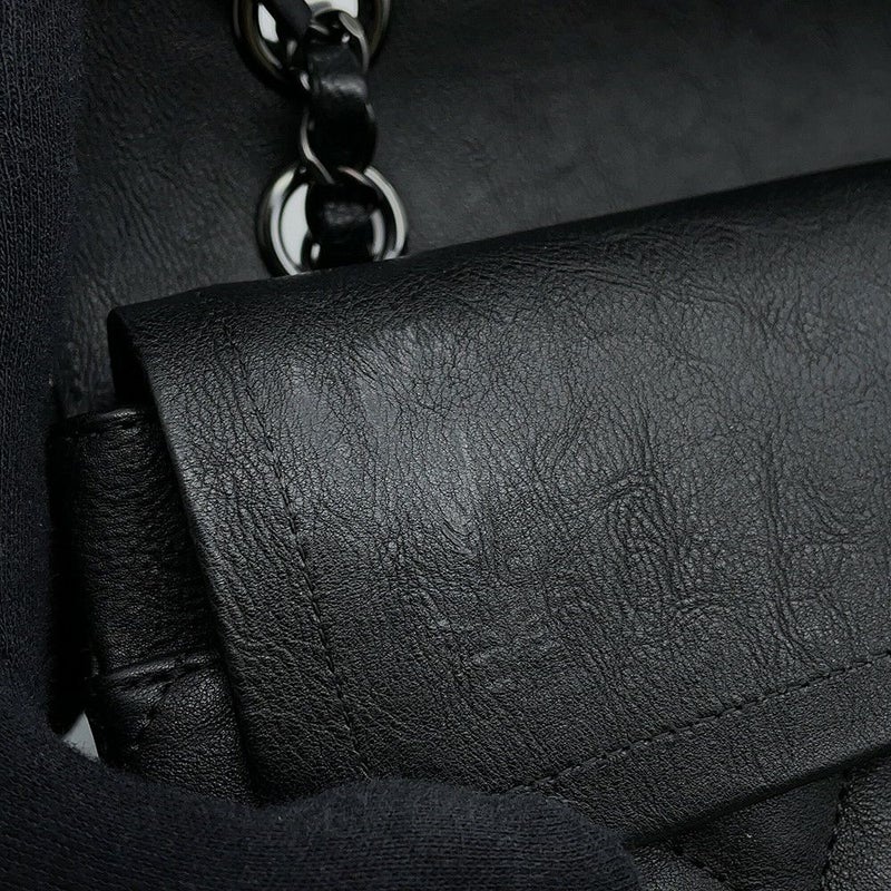 シャネル チェーンショルダーバッグ マトラッセ25 ココマーク ダブルチェーン カーフスキン A01112 CHANEL 黒