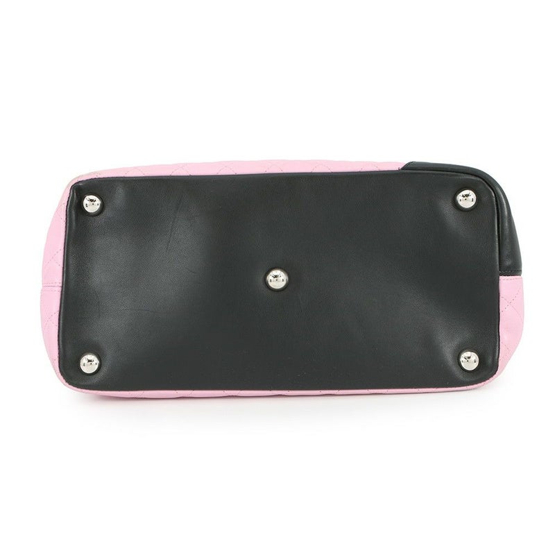 シャネル トートバッグ カンボンライン ラージトート マトラッセ ココマーク レザー A25169 CHANEL ピンク 黒