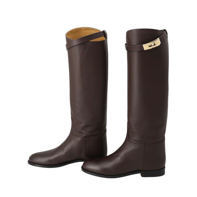 エルメス ブーツ ジャンピング ウルトラスープル ボックスカーフ レディースサイズ37 HERMES 靴