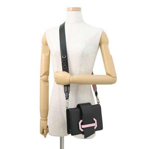 プラダ ショルダーバッグ シティ プレックス リボン レザー プラスチック 1BD067 PRADA 黒